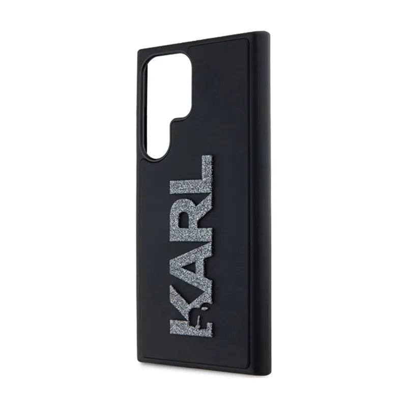 Karl Lagerfeld 3D Rubber Glitter Logo – Samsung Galaxy S23 Ultra dėklas (juodas)