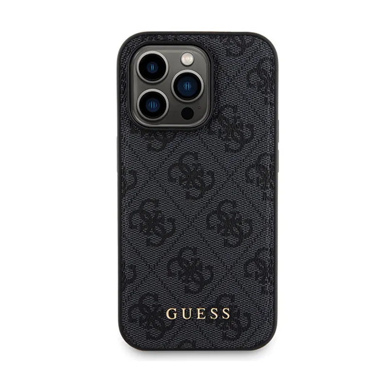 „Guess“ rinkinys „MagSafe 4G Metal Gold Logo“ – dėklo komplektas + 5000mAh „MagSafe“ „power bank“ „iPhone 14 Pro Max“ (juodas)