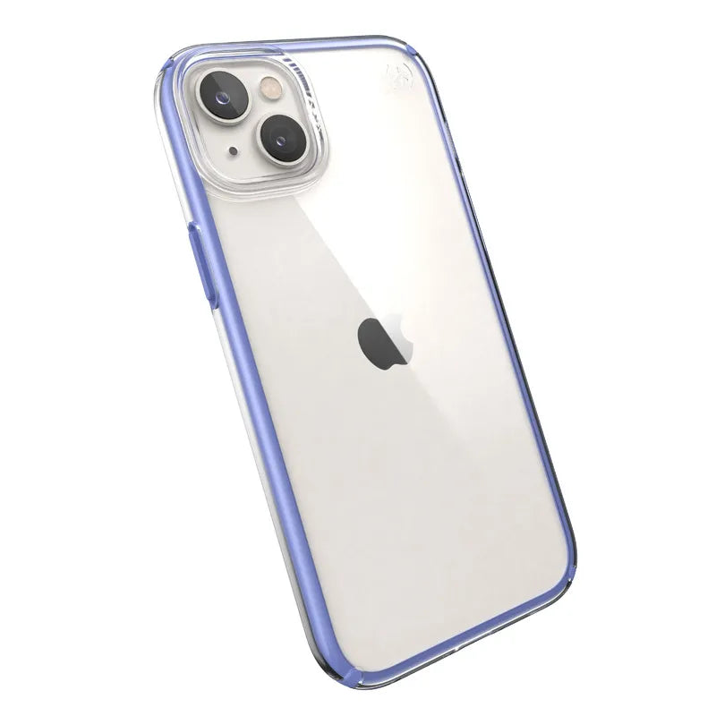 Speck Presidio Perfect-Clear su Impact Geometry - Dėklas iPhone 15 Plus / 14 Plus su MICROBAN danga (Skaidrus / Grounded Purple)