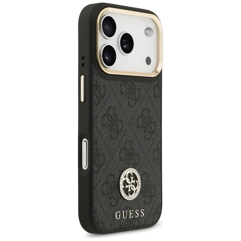 Guess 4G Strass Logo MagSafe - Dėklas iPhone 17 Pro (juodas)