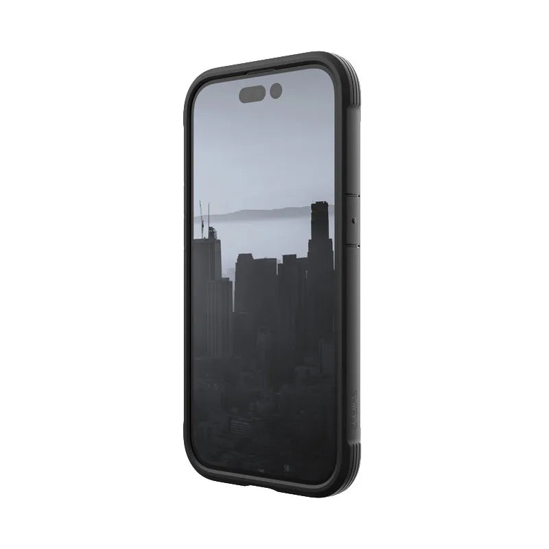 X-Doria Raptic Shield – aliuminis dėklas, skirtas iPhone 14 Pro (atlaiko kritimą iš 3 m aukščio) (juodas)