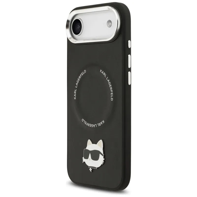 Karl Lagerfeld Choupette Pin MagSafe – dėklas iPhone Air (juodas)