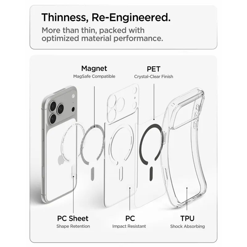 Spigen Ultra Hybrid Mag MagSafe – dėklas, skirtas iPhone 18 Pro Max / 17 Pro Max (skaidrus / grafito spalvos)