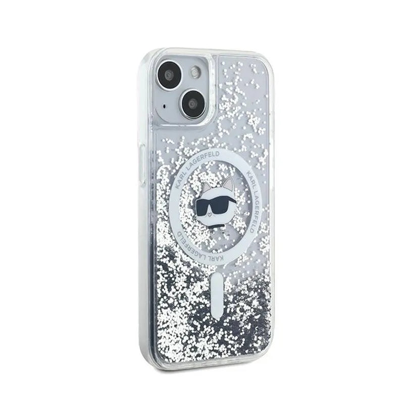 Karl Lagerfeld Liquid Glitter Choupette Head MagSafe – iPhone 13 dėklas (skaidrus)