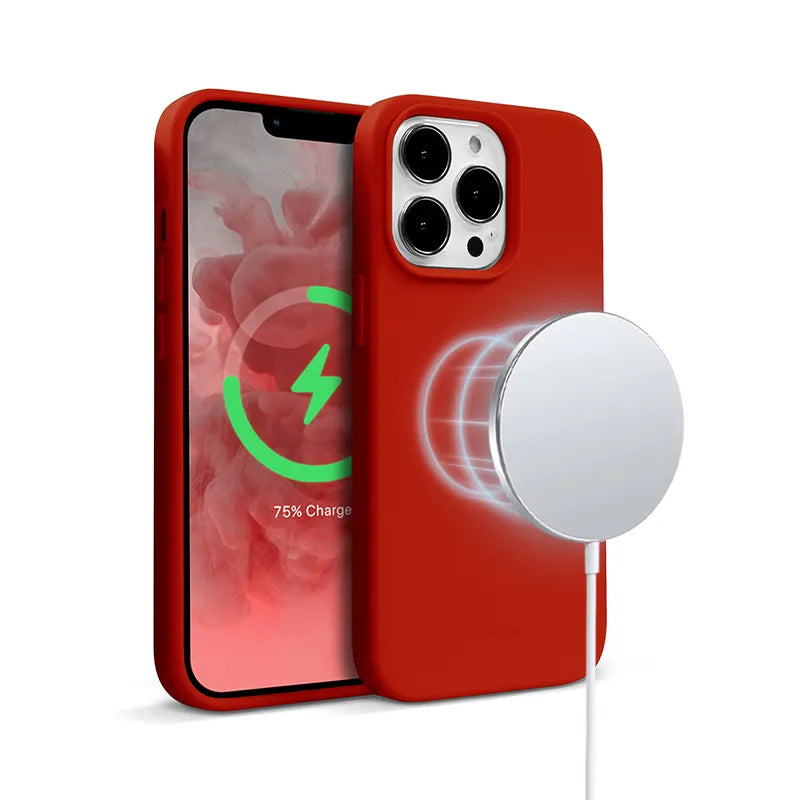 Crong Color Cover Magnetic - iPhone 13 Pro Max MagSafe dėklas (raudonas)