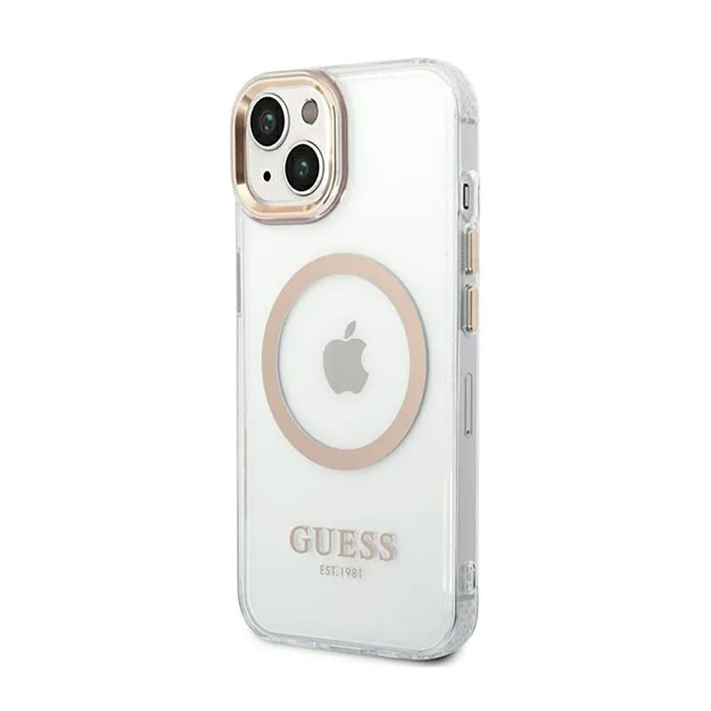 Guess Metal Outline MagSafe – dėklas iPhone 14 (skaidrus)