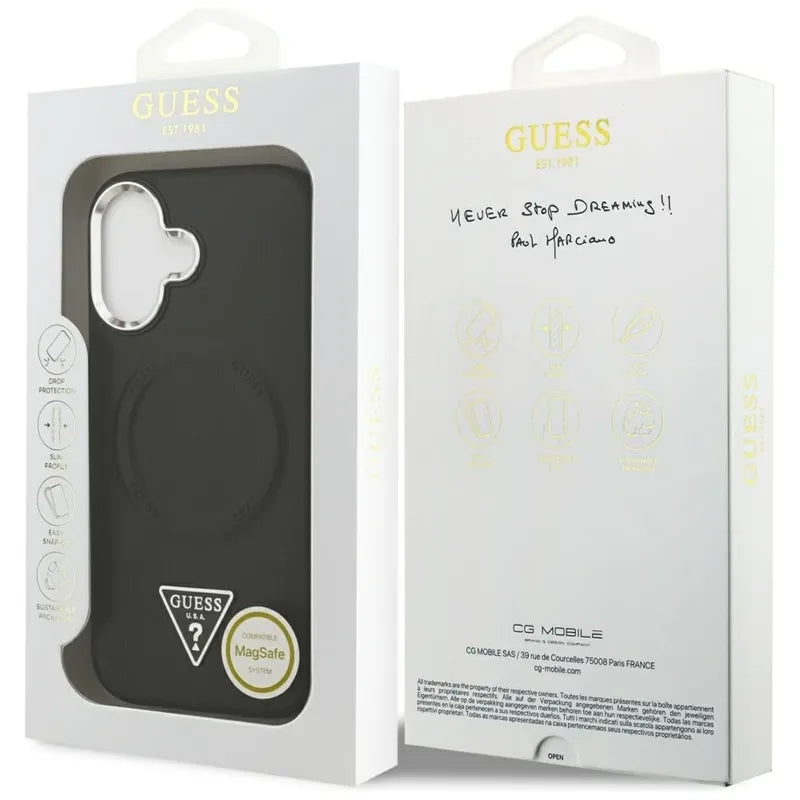 Guess Triangle Logo MagSafe – dėklas iPhone 17 (juodas)