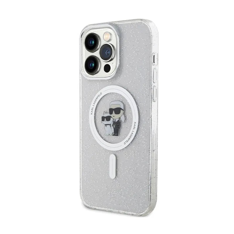 Karl Lagerfeld Karl & Choupette Glitter MagSafe – dėklas iPhone 14 Pro Max (skaidrus)