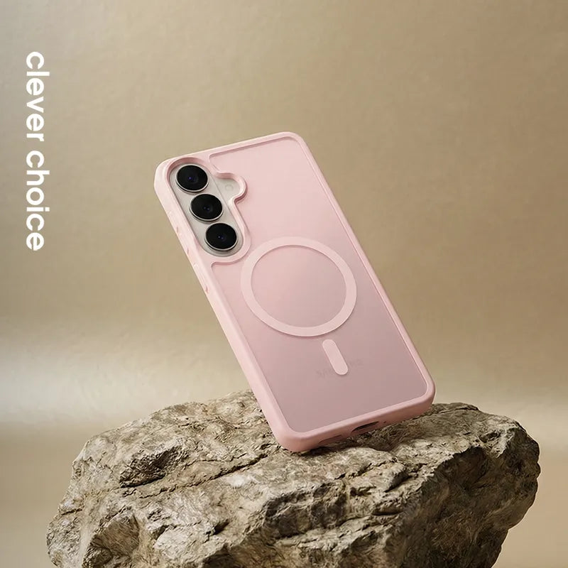 Crong Hybrid Matte Magnetic - MagSafe dėklas Samsung Galaxy A57 (rožinis)