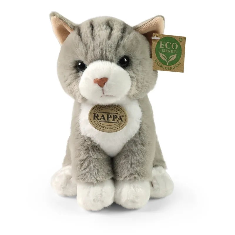 Rappa – Pliušinis tikroviškas sėdinčios pilkos katės žaislas 23 cm Eco-Friendly Soft Collection