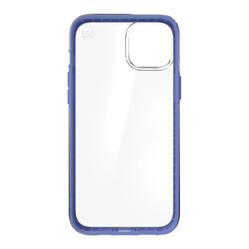 Speck Presidio Perfect-Clear su Impact Geometry - Dėklas iPhone 15 Plus / 14 Plus su MICROBAN danga (Skaidrus / Grounded Purple)