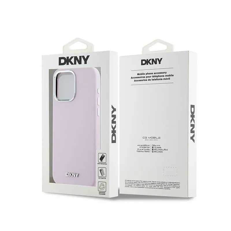 DKNY Liquid Silicone Small Metal Logo MagSafe – dėklas iPhone 14 Pro Max (rožinis)