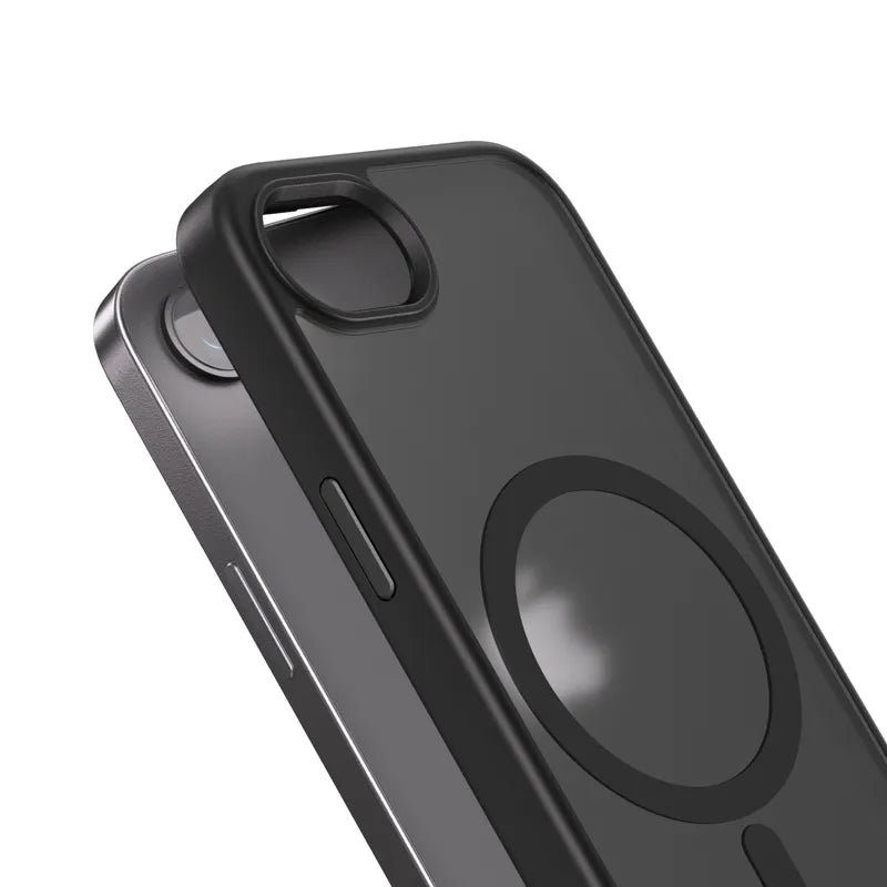 „Crong Hybrid Frost MAG Cover“ – „iPhone 17e“ / „16e“ „MagSafe“ dėklas (juodas)