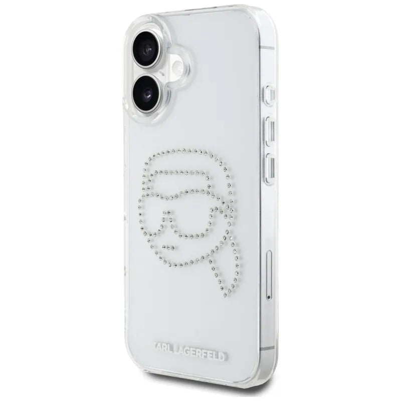 Karl Lagerfeld IML Rhinestones Karl Head – dėklas skirtas iPhone 16 (skaidrus)