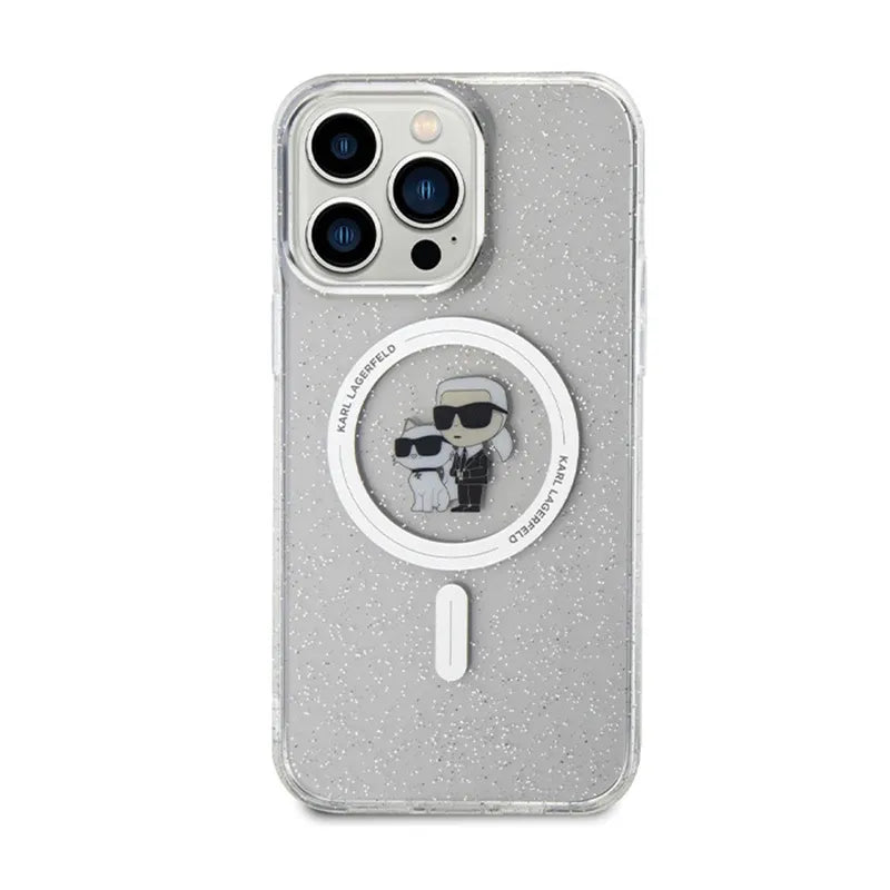 Karl Lagerfeld Karl & Choupette Glitter MagSafe – dėklas iPhone 14 Pro Max (skaidrus)