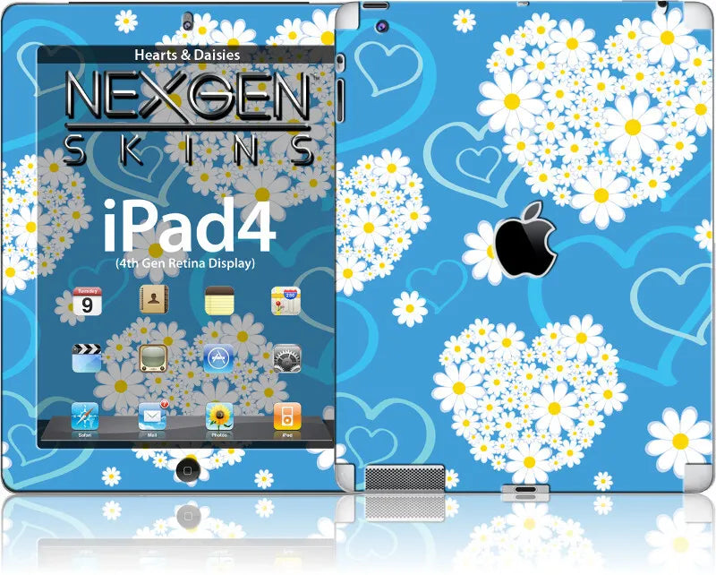 Nexgen 3D efekto lipdukai skirti iPad 2/3/4 (Hearts and Daisies 3D)
