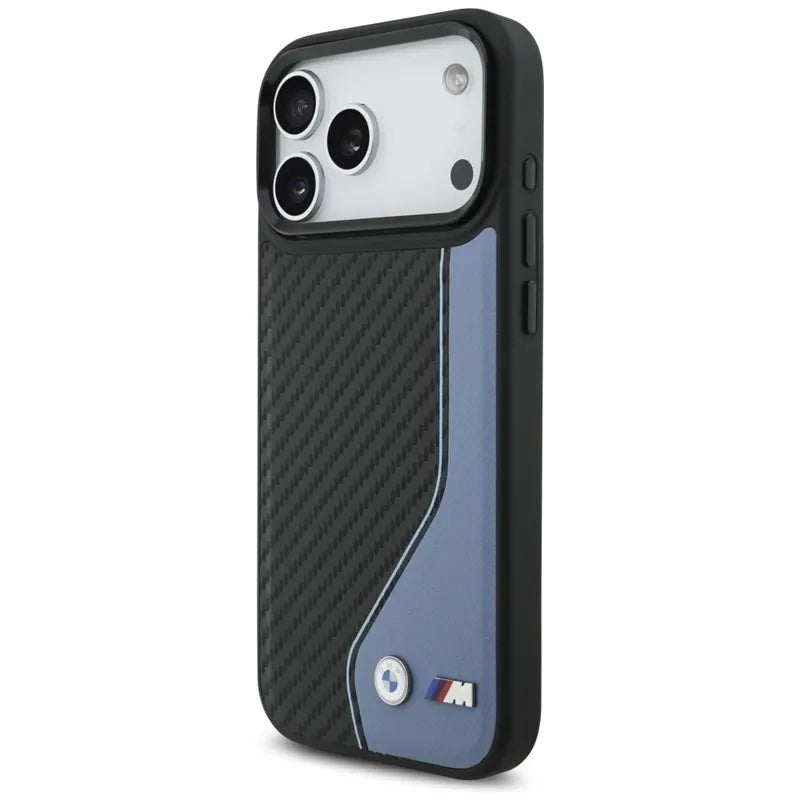 BMW M Carbon Logo MagSafe – dėklas iPhone 17 Pro Max (mėlynas)