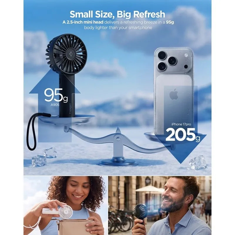 Spigen A905 Mini – belaidis kelioninis ventiliatorius 1800 mAh (juodas)