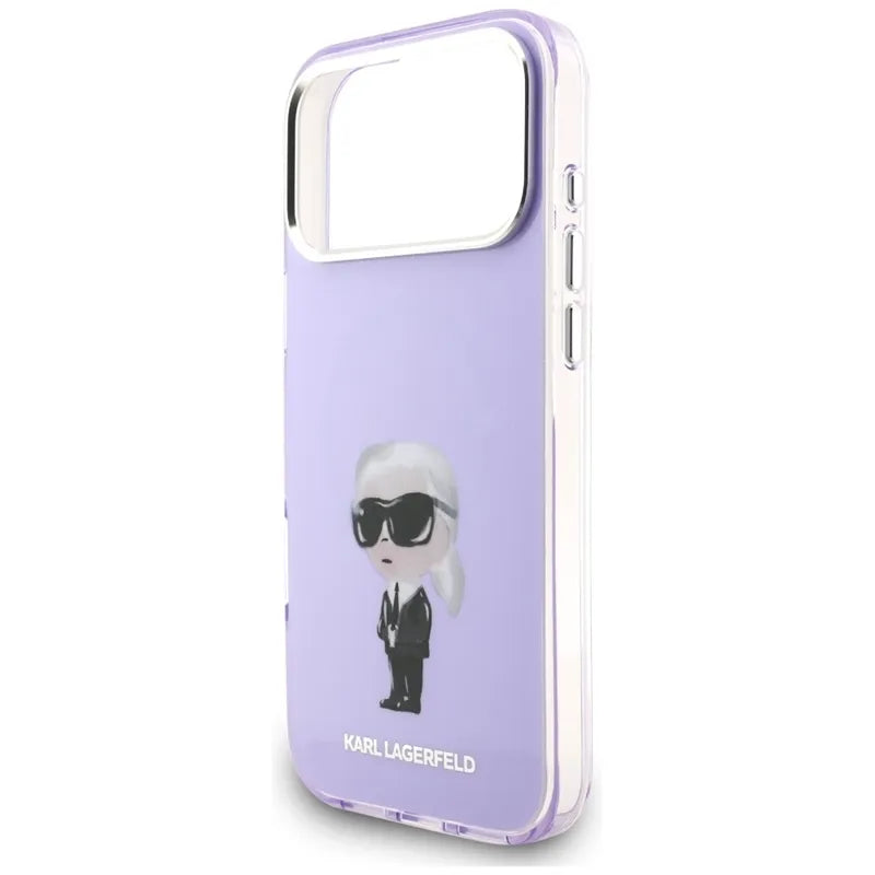 Karl Lagerfeld IML Aquarelle Karl & Choupette & Logo MagSafe - Dėklas iPhone 17 Pro Max (Violetinis)