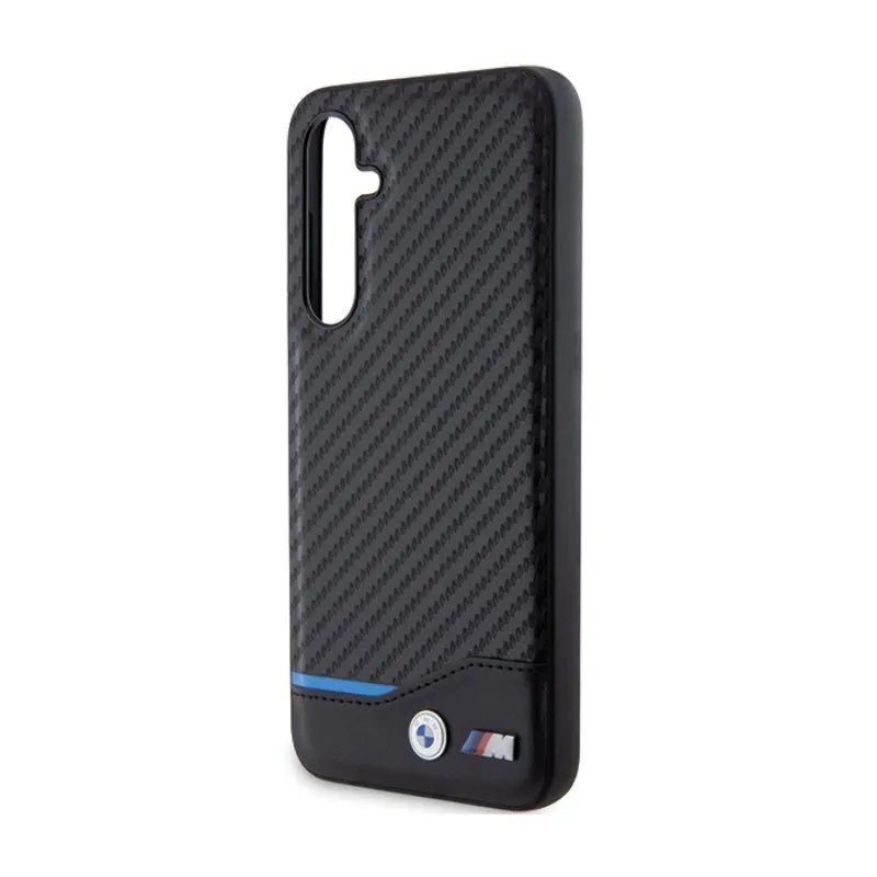 BMW Leather Carbon Blue Line – Samsung Galaxy S23 FE dėklas (juodas)