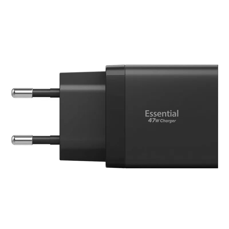 Spigen Essential EE472EU GaN Pro – 2x USB-C 47W sieninis įkroviklis (juodas)
