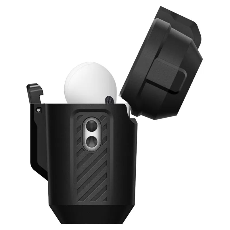 Spigen Lock Fit – šarvuotas dėklas, skirtas Apple AirPods Pro 3 (matinė juoda)