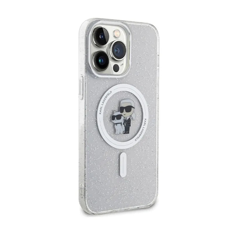 Karl Lagerfeld Karl & Choupette Glitter MagSafe – dėklas iPhone 14 Pro Max (skaidrus)