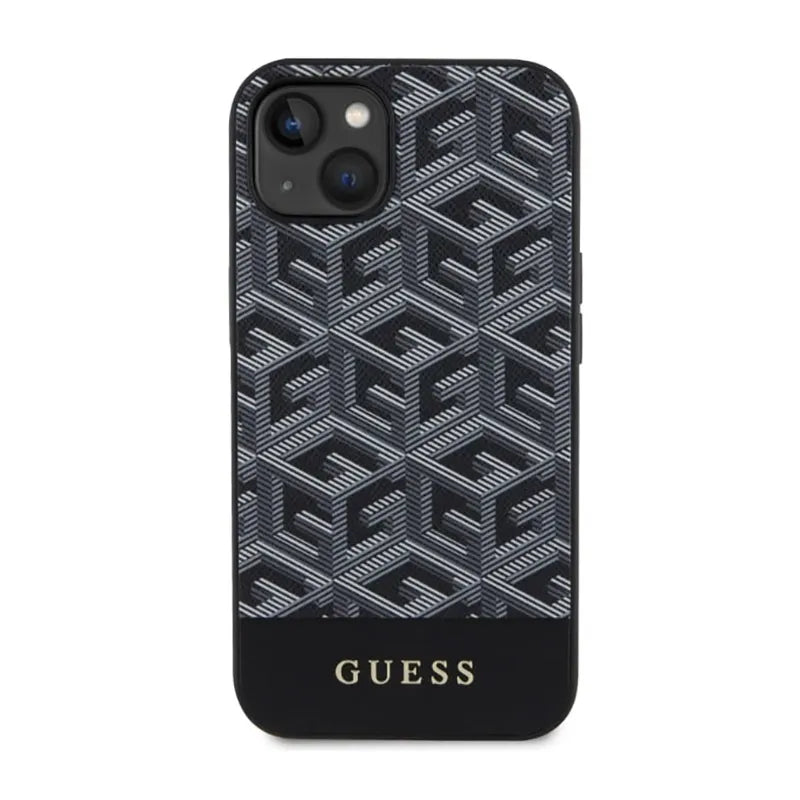 Guess GCube Stripes MagSafe – dėklas iPhone 14 Plus telefonui (juodas)