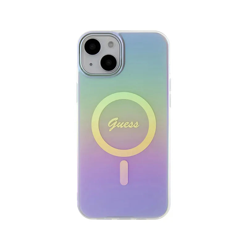Dėklas Guess IML Iridescent MagSafe – iPhone 15 (violetinis)