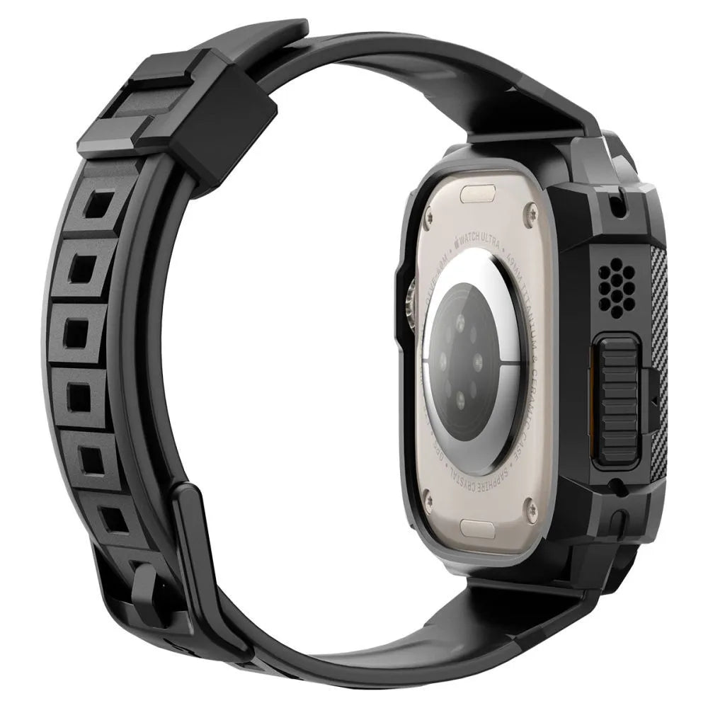 Spigen Rugged Armor Pro dėklas – dirželis su dėklu „Apple Watch Ultra“ 49 mm (juodas)