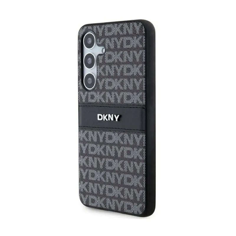 DKNY „Leather Mono Stripe & Metal Logo“ – „Samsung Galaxy S24+“ dėklas (juodas)