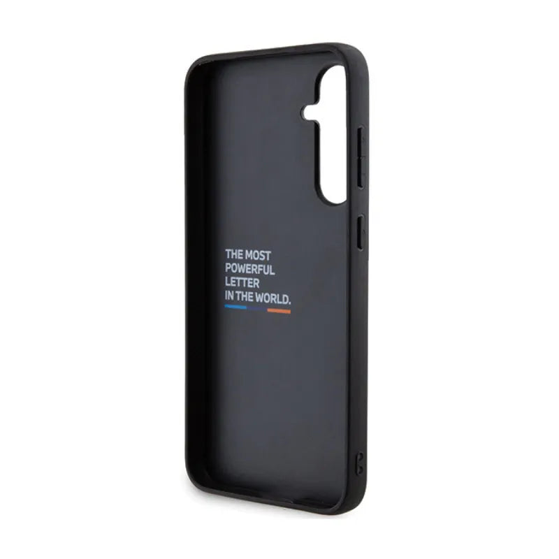 BMW Leather Carbon Blue Line – Samsung Galaxy S23 FE dėklas (juodas)