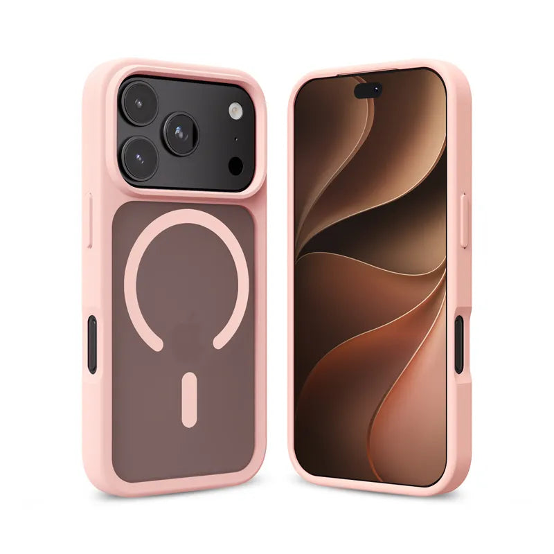 Crong Hybrid Matte Magnetic – MagSafe dėklas, skirtas iPhone 18 Pro Max / 17 Pro Max (rožinis)