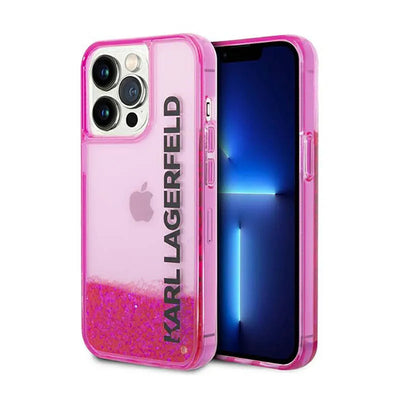 „Karl Lagerfeld Liquid Glitter Translucent Elongated Logo“ dėklas – dėklas, skirtas „iPhone 14 Pro Max“ (rožinis)