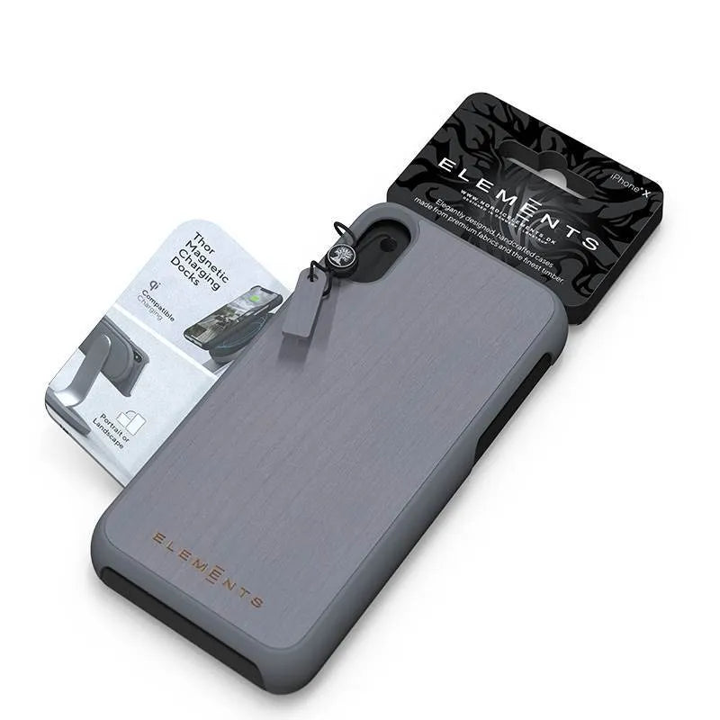 Nordic Elements Original Gefion – dėklas iPhone Xs Max su tikro klevo medžio elementais (Mid Grey)
