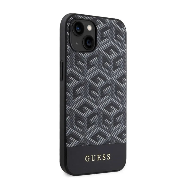 Guess GCube Stripes MagSafe – dėklas iPhone 14 Plus telefonui (juodas)