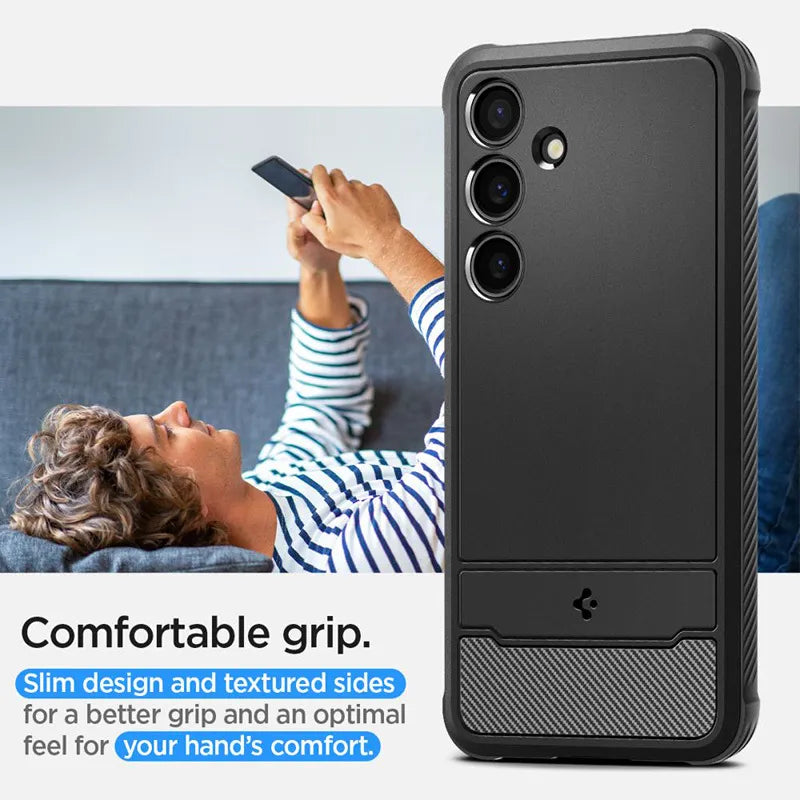 Spigen Rugged Armor – dėklas Samsung Galaxy S24 (matinė juoda)