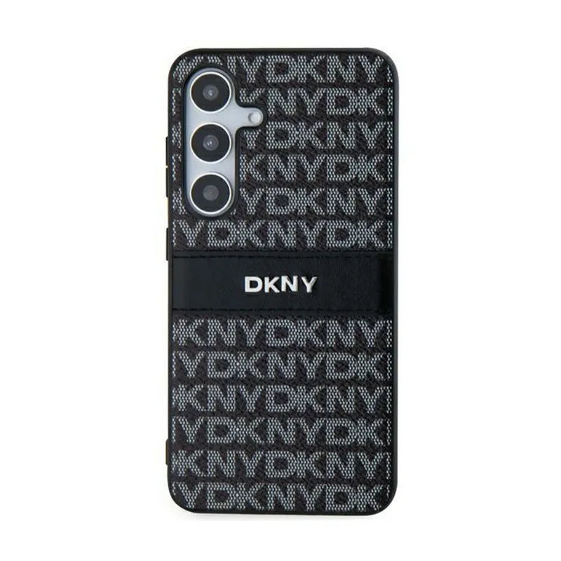 DKNY „Leather Mono Stripe & Metal Logo“ – „Samsung Galaxy S24+“ dėklas (juodas)