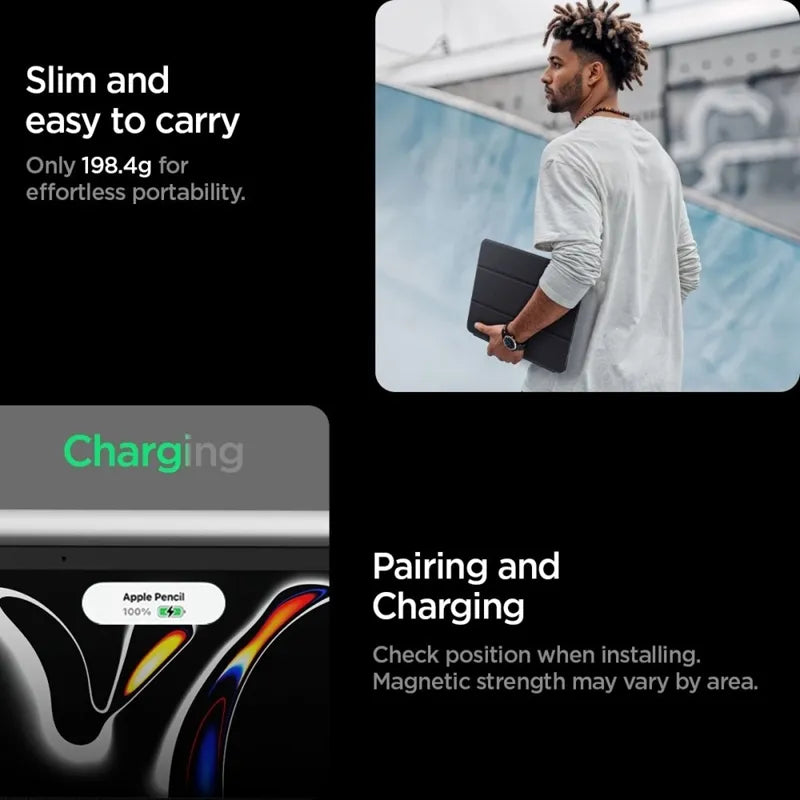 Spigen Liquid Air Folio – dėklas iPad Pro 11" (M5, 2025 / M4, 2024) (juodas)