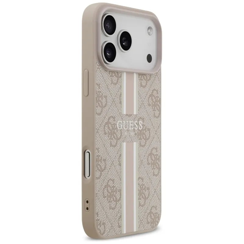 Guess 4G Printed Stripes MagSafe – dėklas iPhone 17 Pro Max (rožinis)