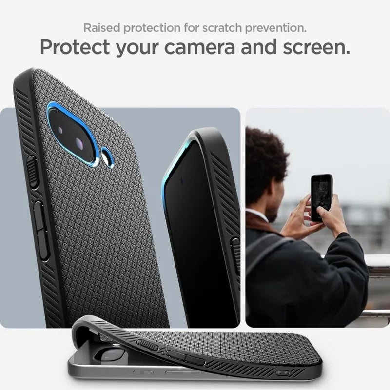 Spigen Liquid Air – dėklas Google Pixel 9a (matinė juoda)