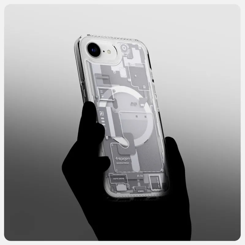 Spigen Ultra Hybrid Mag MagSafe – dėklas skirtas iPhone 17e / 16e (Zero One White)
