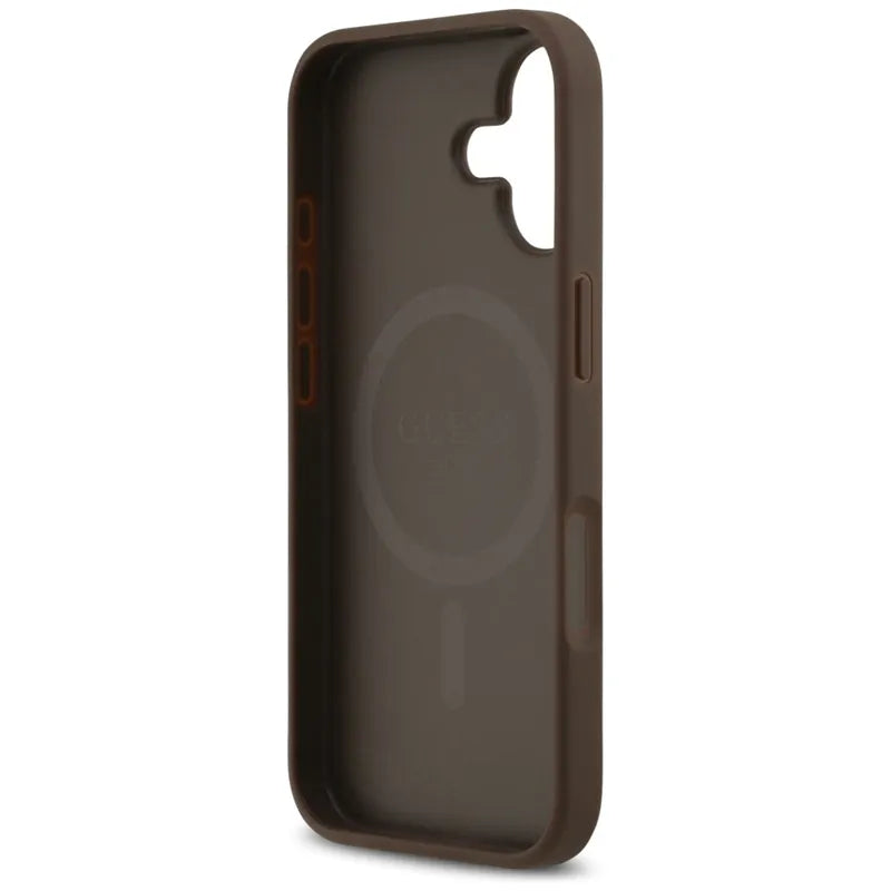 Guess 4G Circle Classic Logo MagSafe – dėklas iPhone 17 (rudas)