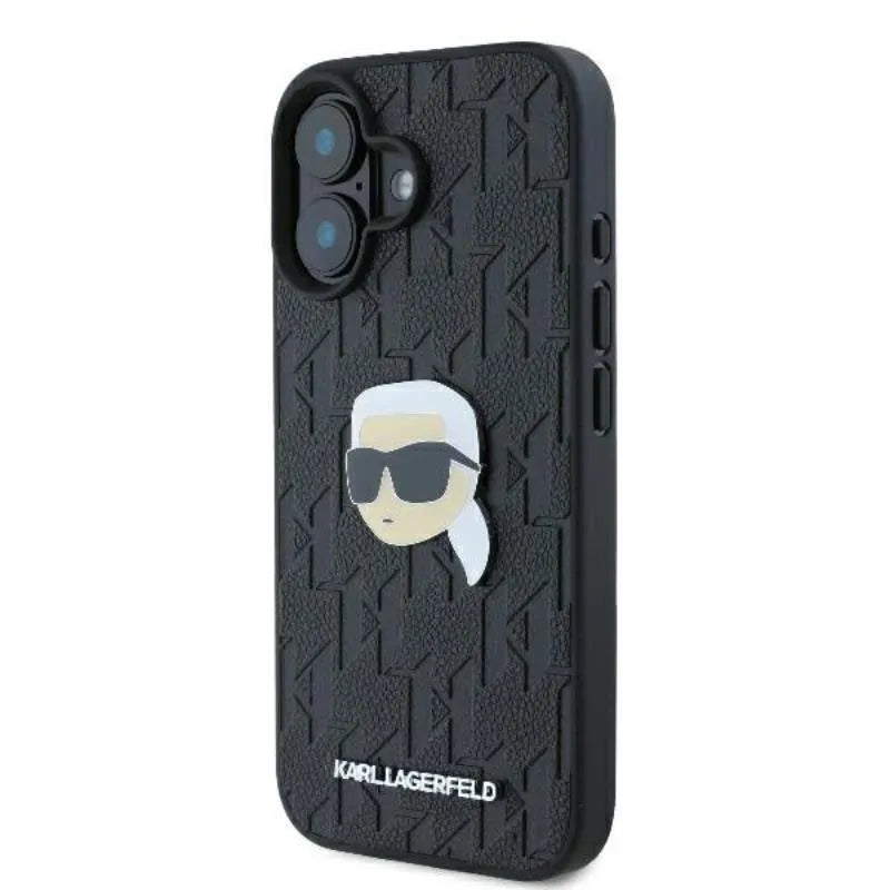 Karl Lagerfeld Monogram Karl Head Pin – dėklas iPhone 16 (juodas)