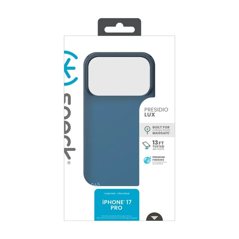 Speck Presidio Lux MagSafe – Dėklas Apple iPhone 17 Pro (Deep Sea Fade / Black / Spell Blue)