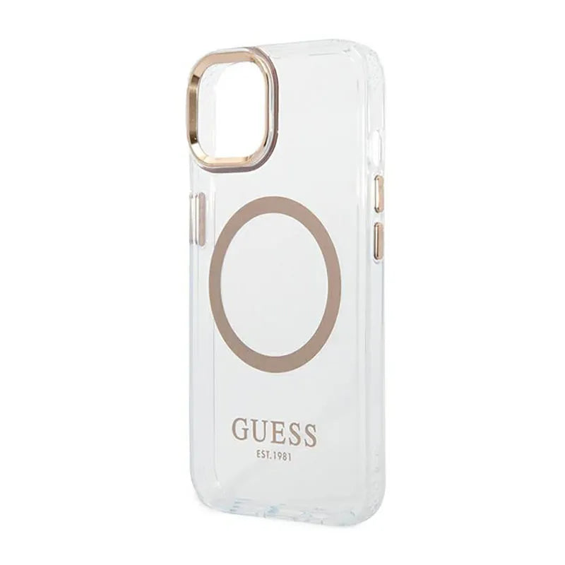 Guess Metal Outline MagSafe – dėklas iPhone 14 (skaidrus)