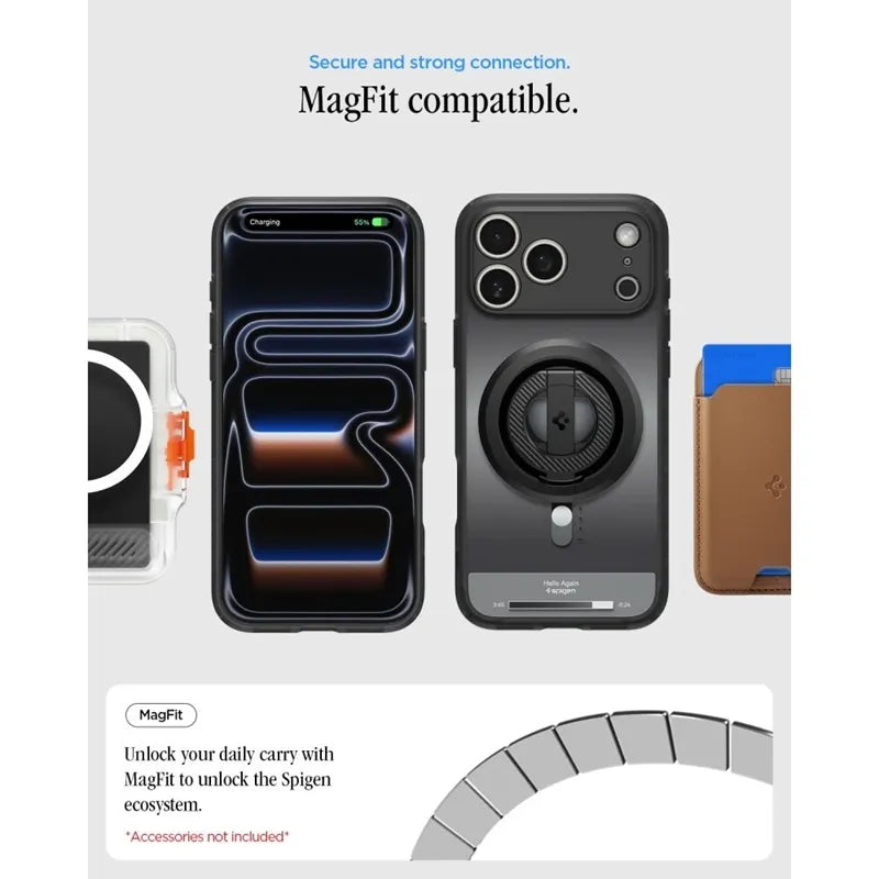 Spigen Ultra Hybrid Mag MagSafe – dėklas, skirtas iPhone 18 Pro Max / 17 Pro Max (klasikinė juoda spalva)