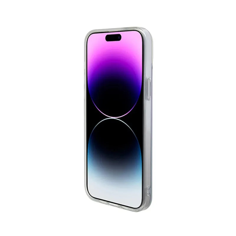 Dėklas Guess IML Iridescent MagSafe – iPhone 15 (violetinis)