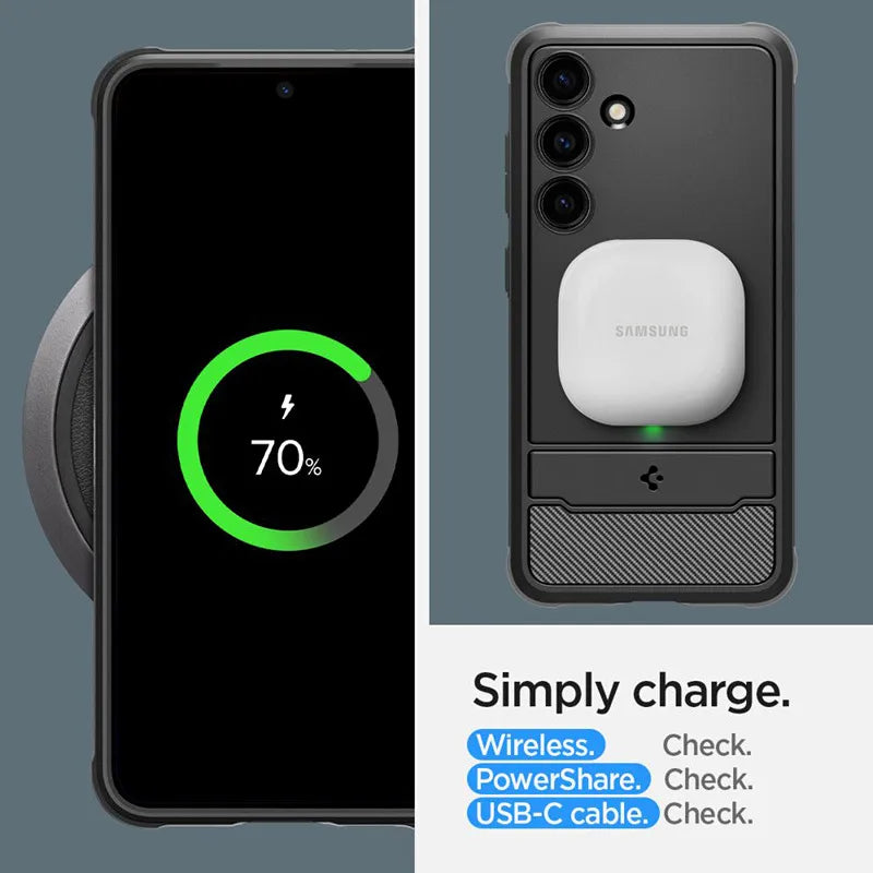 Spigen Rugged Armor – dėklas Samsung Galaxy S24 (matinė juoda)