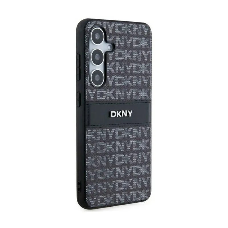 DKNY „Leather Mono Stripe & Metal Logo“ – „Samsung Galaxy S24+“ dėklas (juodas)